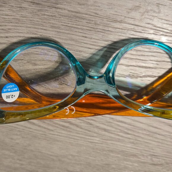 👓 Capri – “Azure Horizons” | Cat Eye Reading Glasses 2.0 Strength - Picture 3 of 4